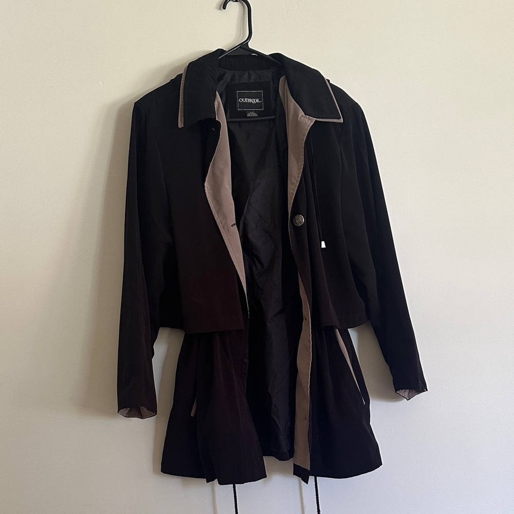 Outbrook Fall Coat Black and Beige Trench Coat Vintage Classic Timeless